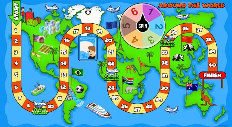 Around the World Board Game with Card Decks Ultimate SLP