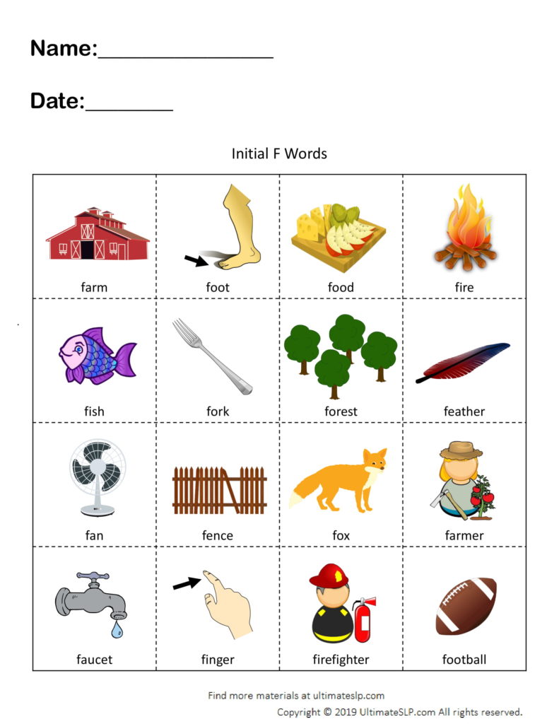 Initial F Words Worksheet Ultimate SLP initial-f-words-worksheet-ultimate-slp