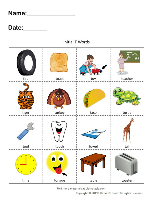 list of t words speech therapy