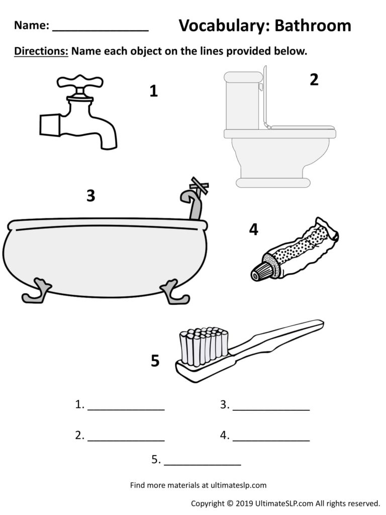 Bathroom Worksheet Ultimate SLP