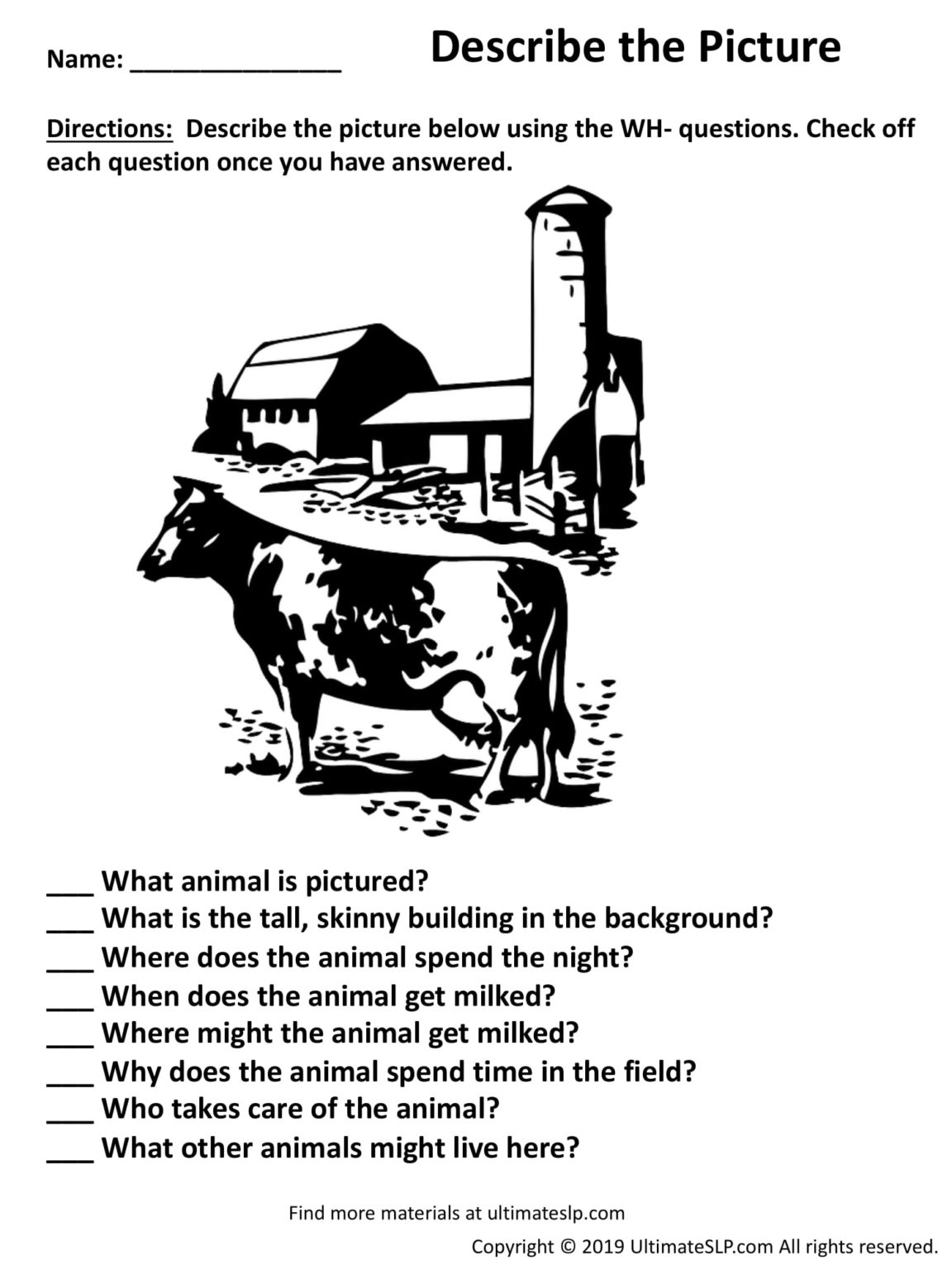 Describe The Picture Worksheet 1 Ultimate SLP