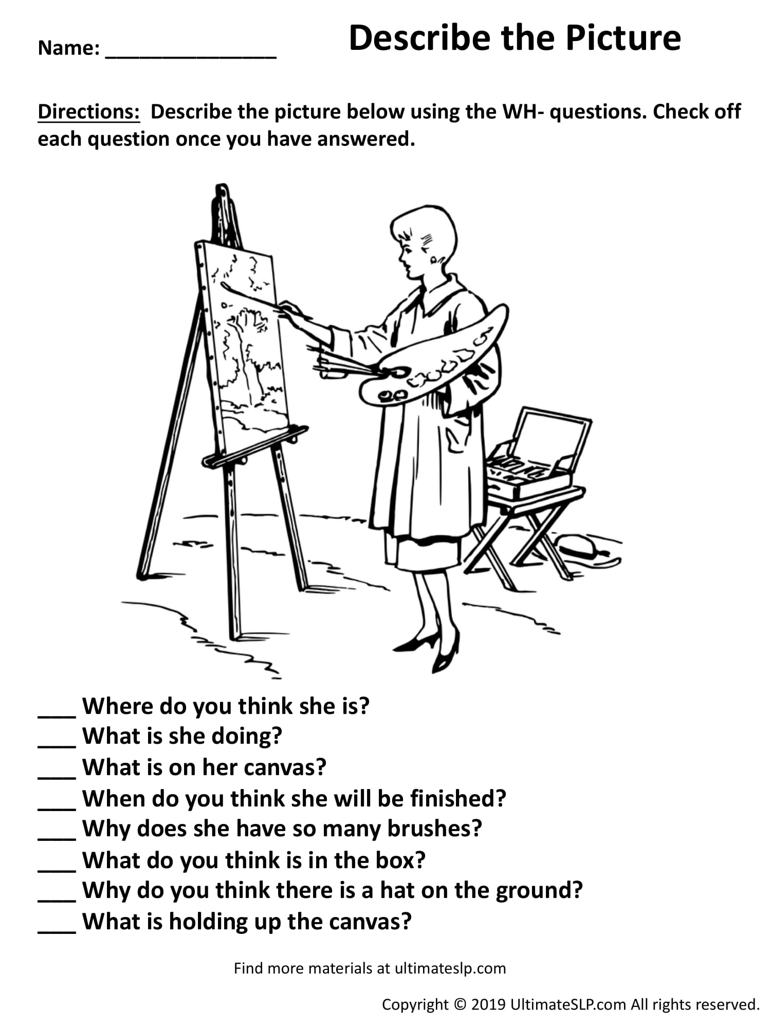 Describe the Picture Worksheet 10 - Ultimate SLP