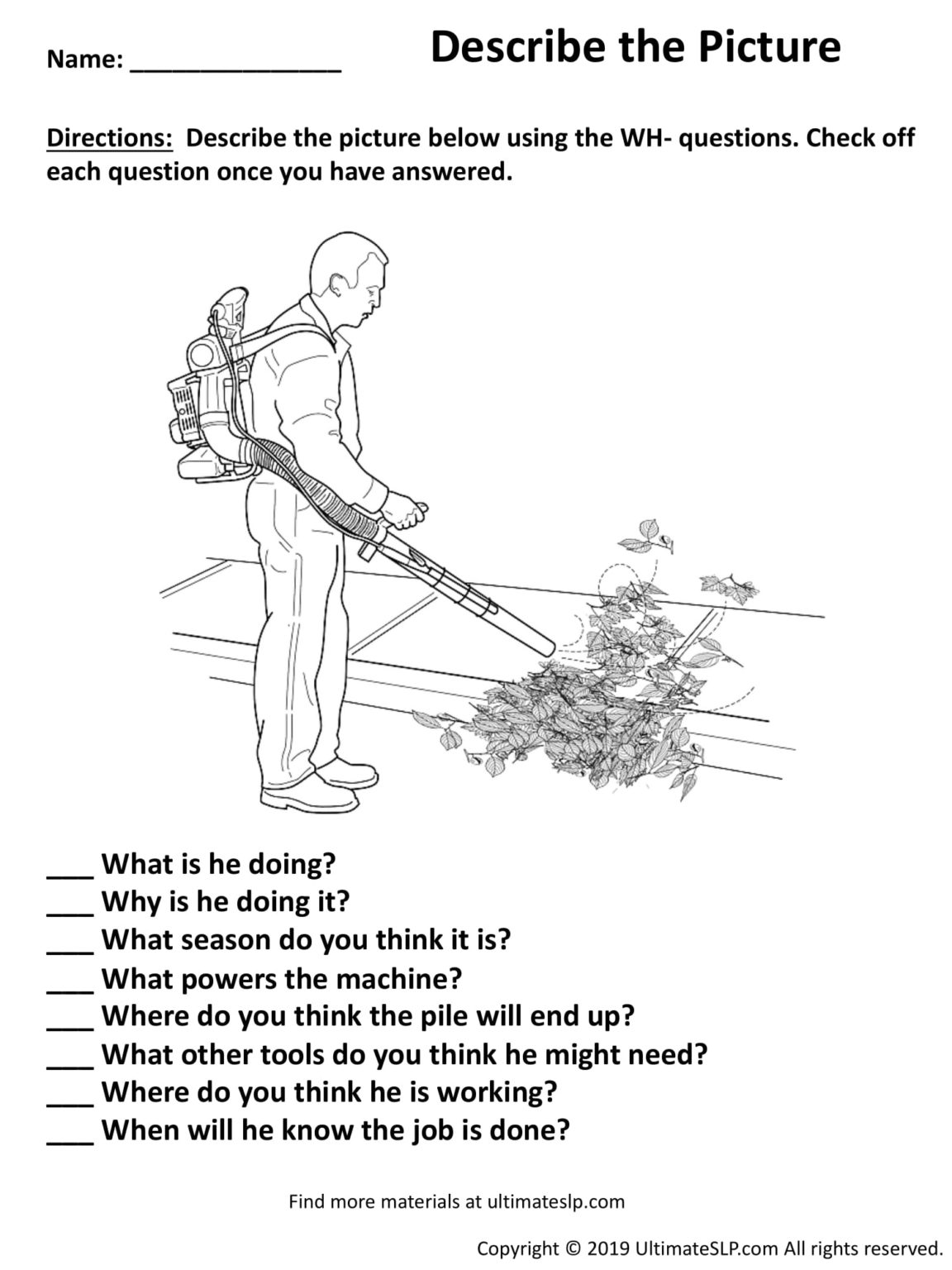 Describe the Picture Worksheet 8 - Ultimate SLP