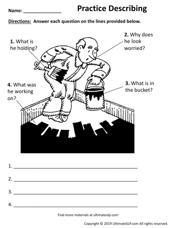 Describing Worksheet 4 - Ultimate SLP