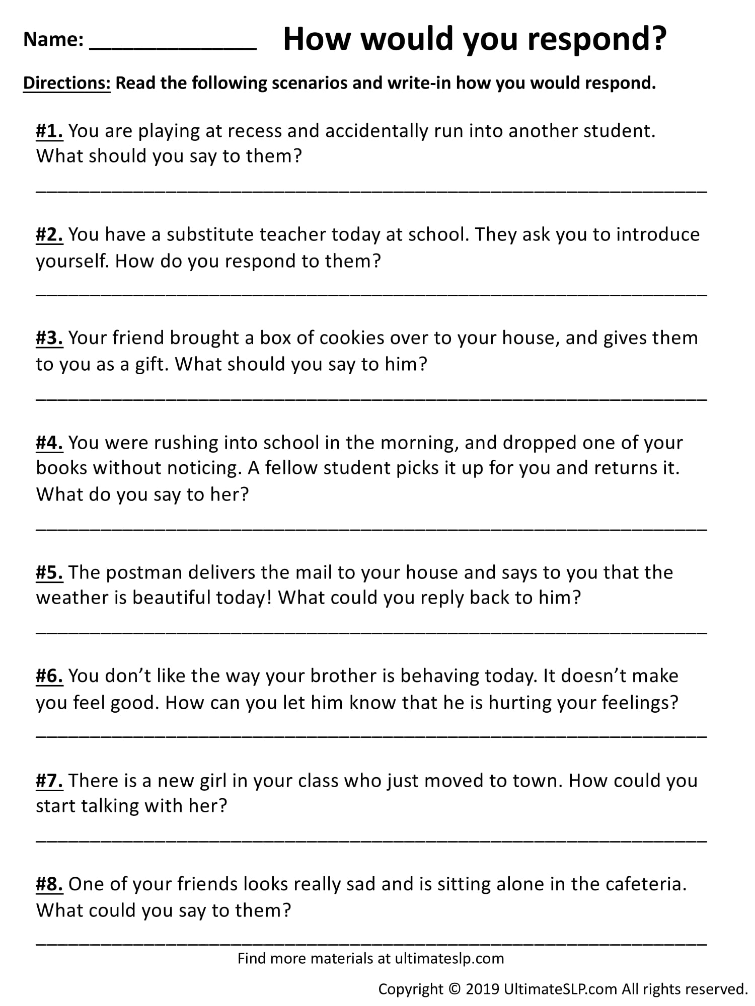 How Would You Respond Worksheet Ultimate SLP how-would-you-respond-worksheet-ultimate-slp