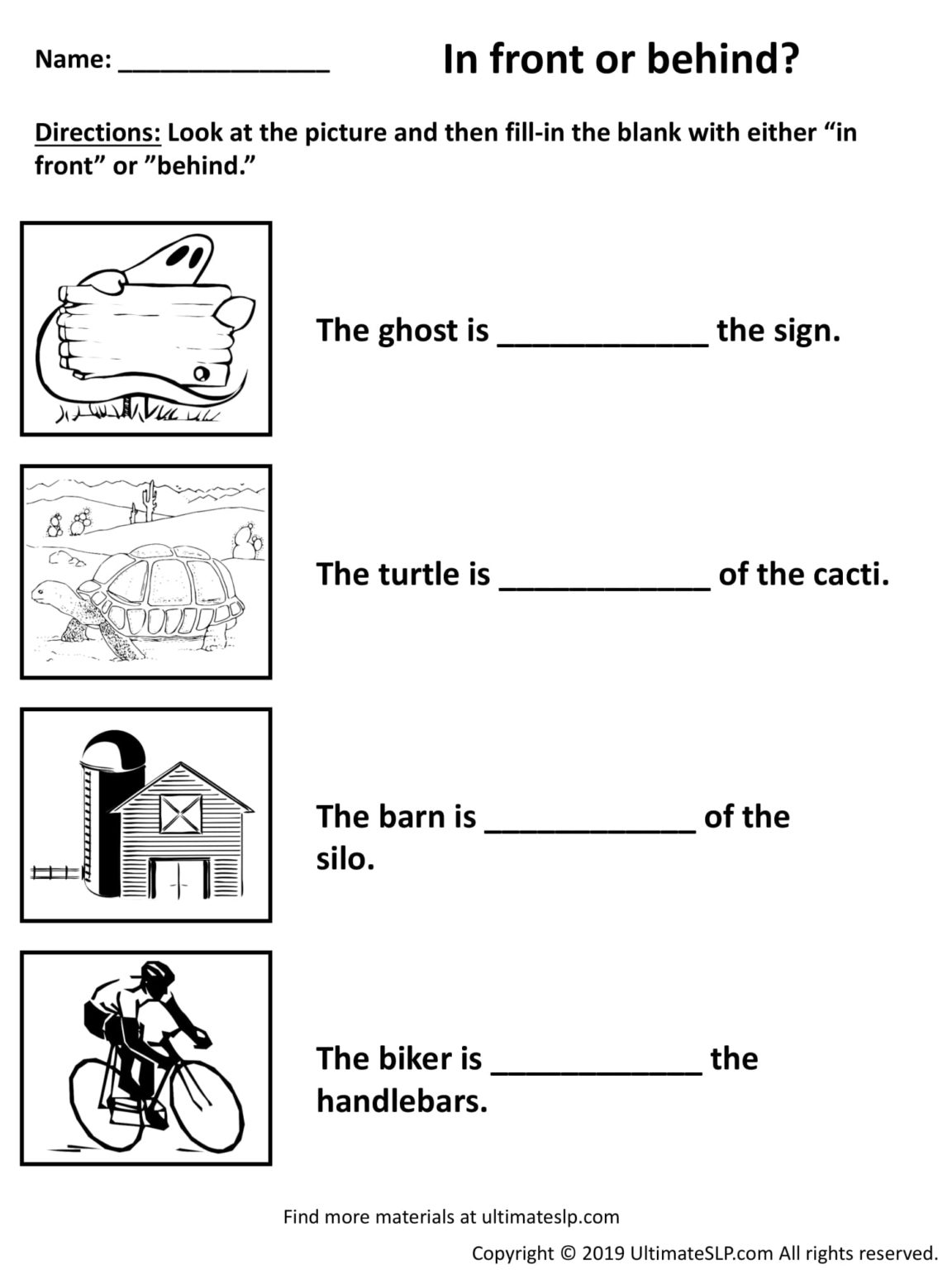 In Front And Behind Worksheets For Kindergarten