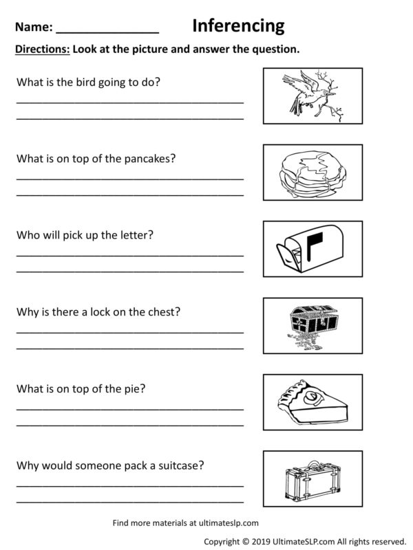 Inferencing Worksheet 2 - Ultimate SLP