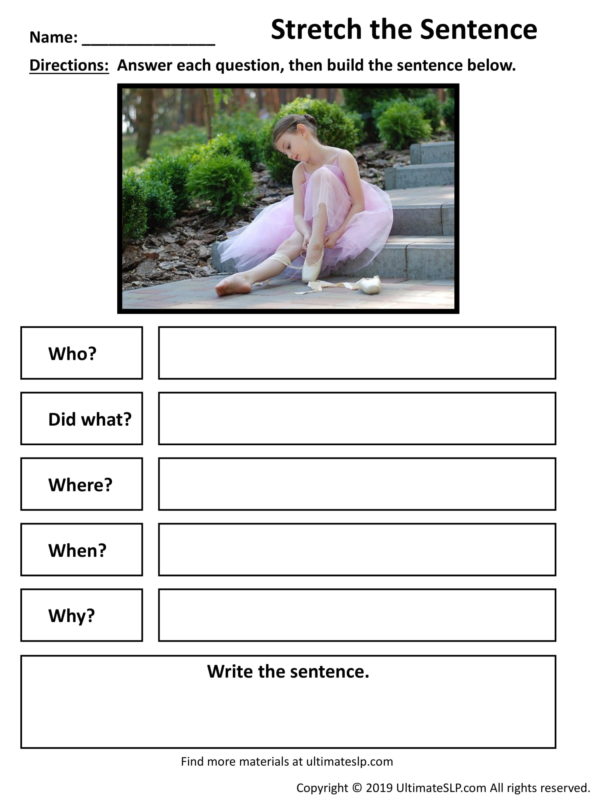 Stretch The Sentence Worksheet 1 Ultimate SLP