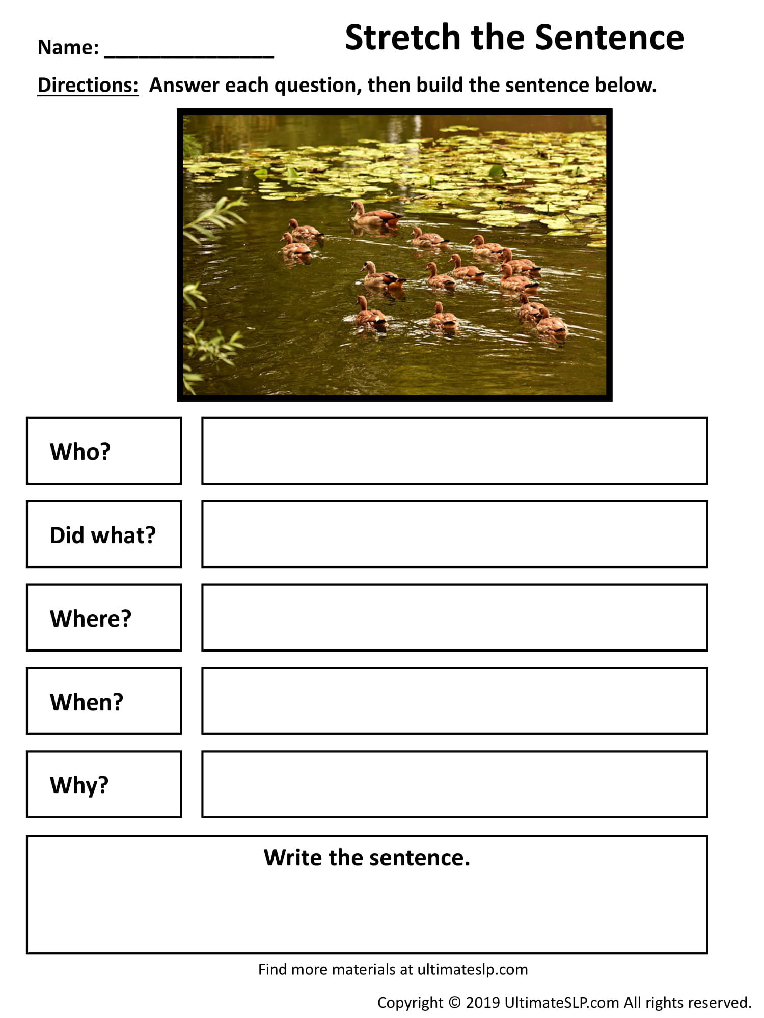 Stretch The Sentence Worksheet 8 Ultimate SLP