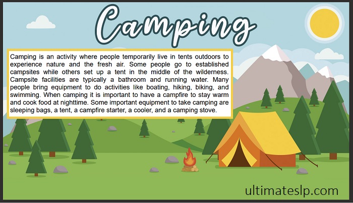 Factual Paragraphs Camping wh Questions Story Retell Ultimate SLP